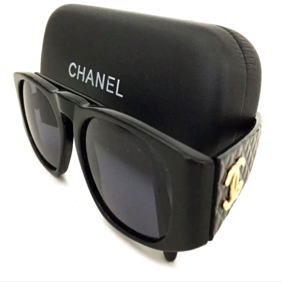CHANEL MATELASSE 01450 CC LOGO BLACK SUNGLASSES VINTAGE/R5386 - Picture 2 of 10